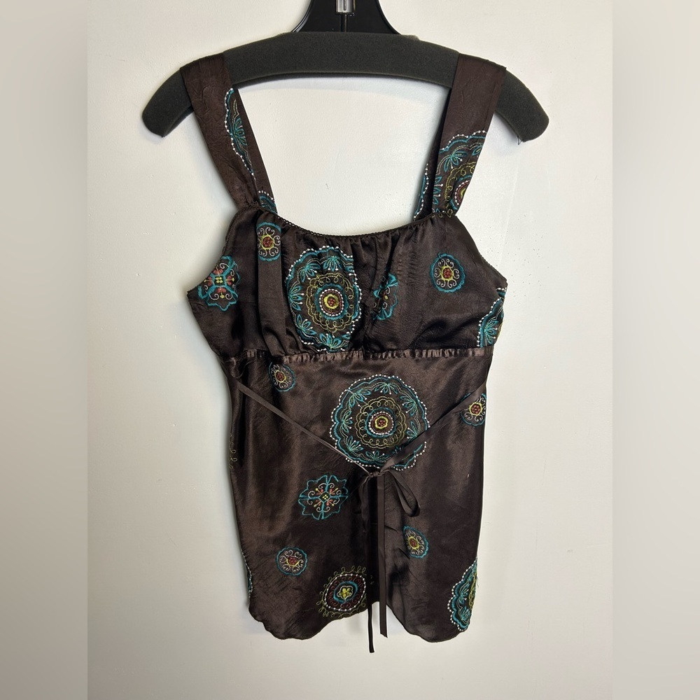 I.N San Francisco VTG Y2K Top Blouse Babydoll Size L satin Floral